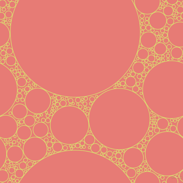 bubbles, circles, sponge, big, medium, small, 2 pixel line width, Goldenrod and Geraldine circles bubbles sponge soap seamless tileable