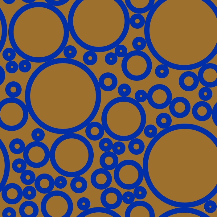 bubbles, circles, sponge, big, medium, small, 17 pixel line width, International Klein Blue and Buttered Rum circles bubbles sponge soap seamless tileable