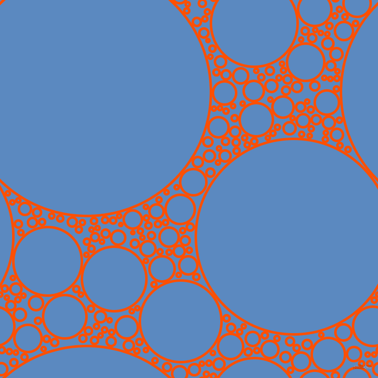 bubbles, circles, sponge, big, medium, small, 5 pixel line width, International Orange and Danube circles bubbles sponge soap seamless tileable