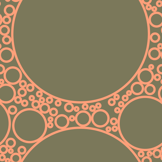 bubbles, circles, sponge, big, medium, small, 9 pixel line widthLight Salmon and Kokoda circles bubbles sponge soap seamless tileable