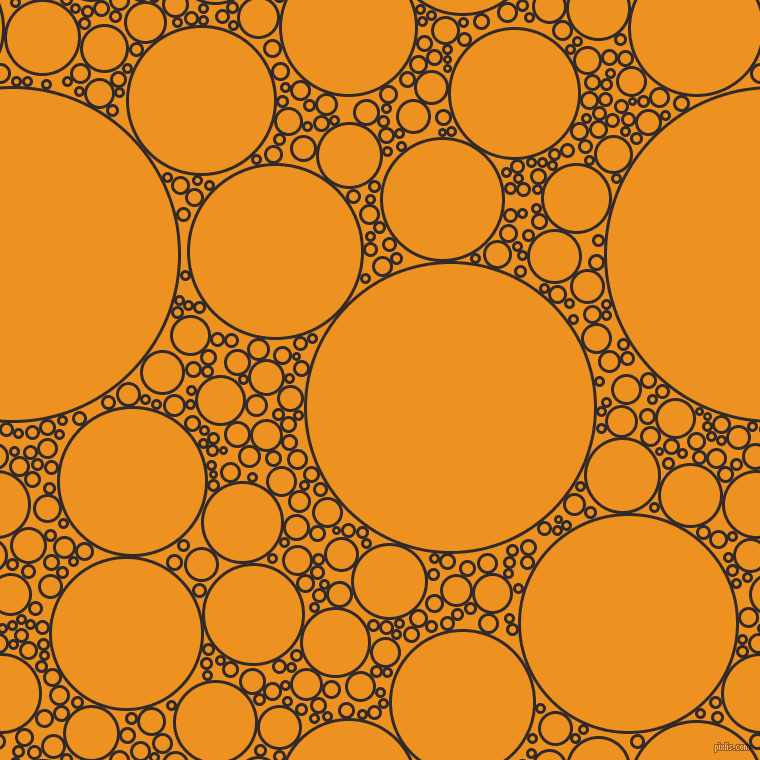 bubbles, circles, sponge, big, medium, small, 3 pixel line width, Livid Brown and Carrot Orange circles bubbles sponge soap seamless tileable