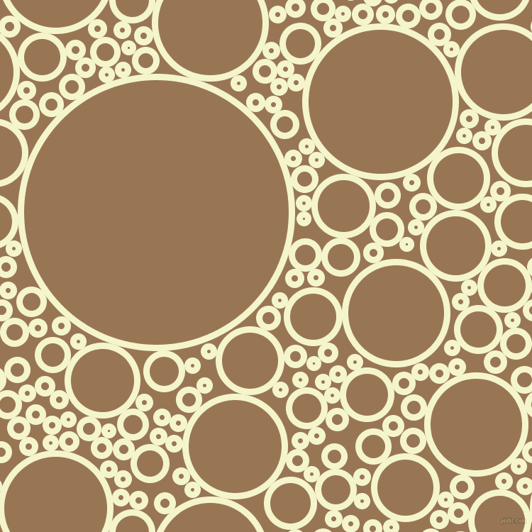 bubbles, circles, sponge, big, medium, small, 9 pixel line width, Mimosa and Pale Brown circles bubbles sponge soap seamless tileable