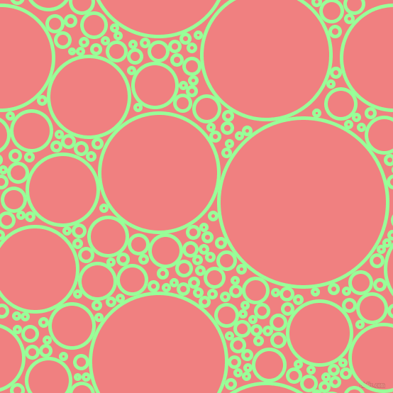 bubbles, circles, sponge, big, medium, small, 5 pixel line width, Mint Green and Light Coral circles bubbles sponge soap seamless tileable