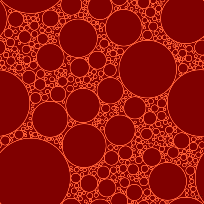 bubbles, circles, sponge, big, medium, small, 3 pixel line width, Outrageous Orange and Maroon circles bubbles sponge soap seamless tileable
