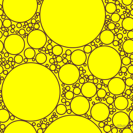 bubbles, circles, sponge, big, medium, small, 3 pixel line width, Redwood and Yellow circles bubbles sponge soap seamless tileable