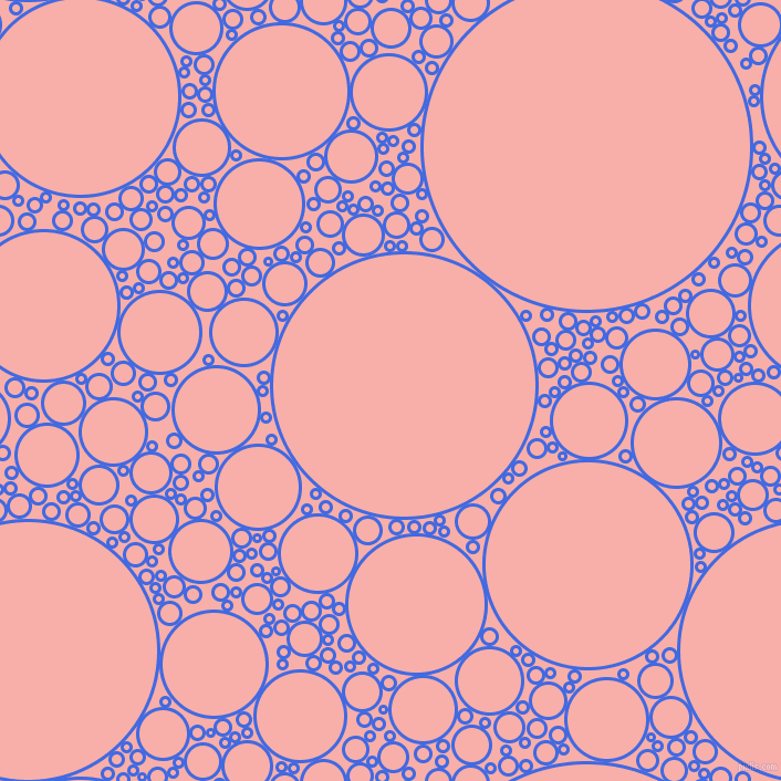 bubbles, circles, sponge, big, medium, small, 3 pixel line width, Royal Blue and Sundown circles bubbles sponge soap seamless tileable