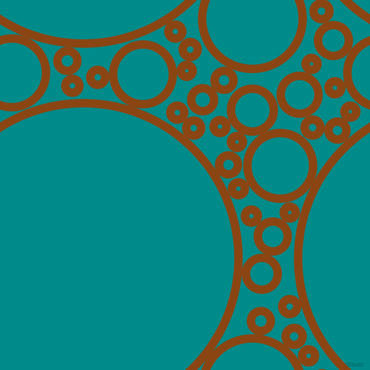 bubbles, circles, sponge, big, medium, small, 17 pixel line width, Saddle Brown and Dark Cyan circles bubbles sponge soap seamless tileable