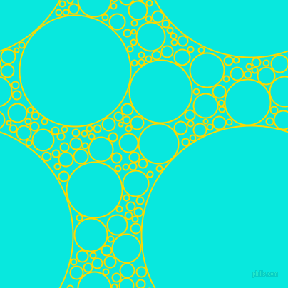 bubbles, circles, sponge, big, medium, small, 2 pixel line width, School Bus Yellow and Bright Turquoise circles bubbles sponge soap seamless tileable
