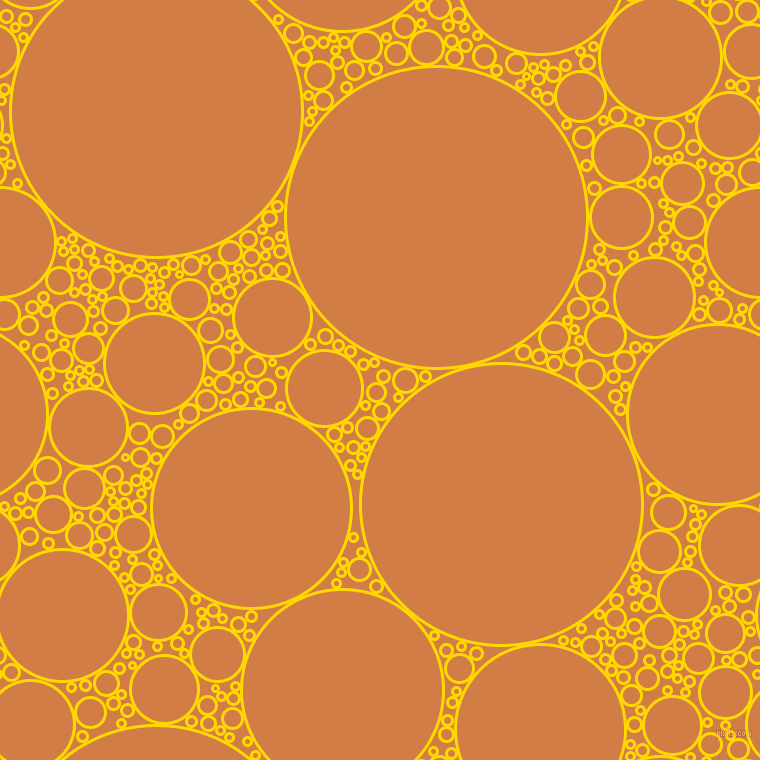 bubbles, circles, sponge, big, medium, small, 3 pixel line width, School Bus Yellow and Raw Sienna circles bubbles sponge soap seamless tileable