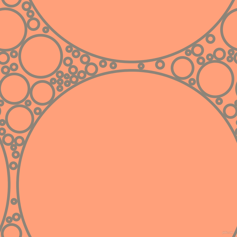 bubbles, circles, sponge, big, medium, small, 9 pixel line width, Schooner and Light Salmon circles bubbles sponge soap seamless tileable
