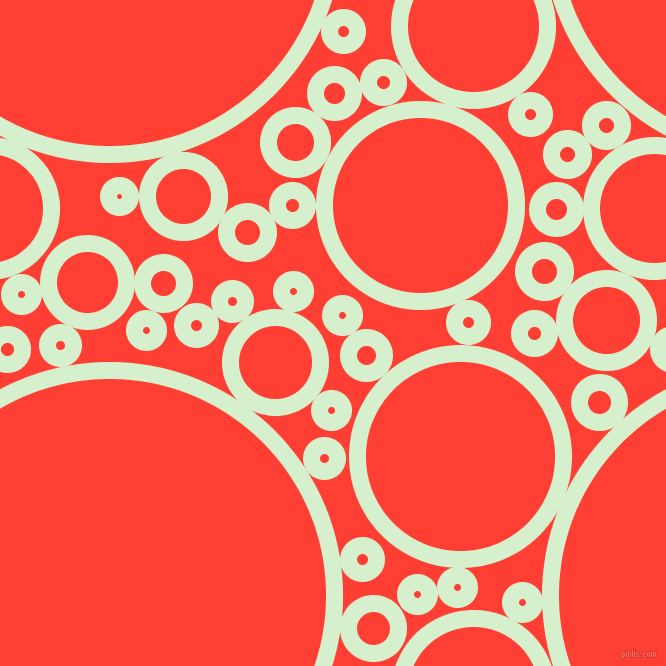 bubbles, circles, sponge, big, medium, small, 17 pixel line width, Snowy Mint and Red Orange circles bubbles sponge soap seamless tileable