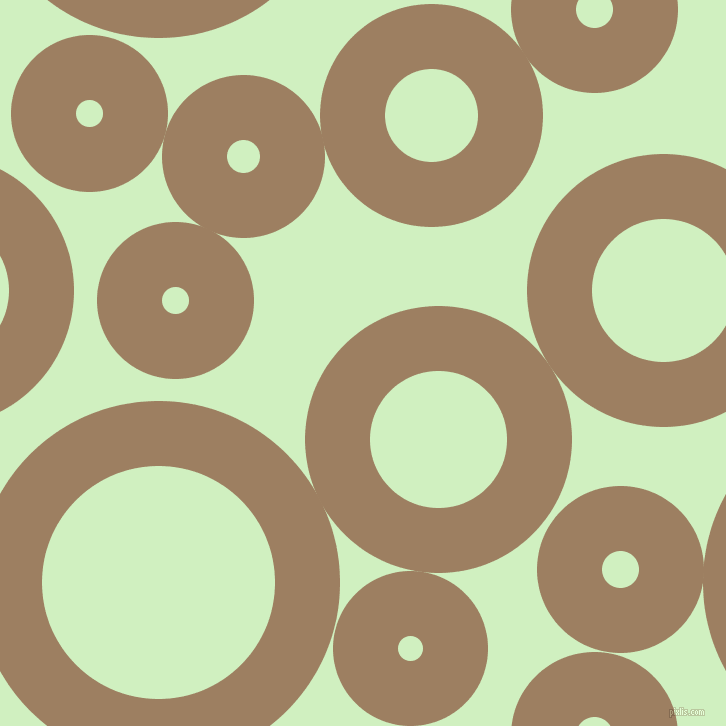 bubbles, circles, sponge, big, medium, small, 65 pixel line width, Sorrell Brown and Tea Green circles bubbles sponge soap seamless tileable