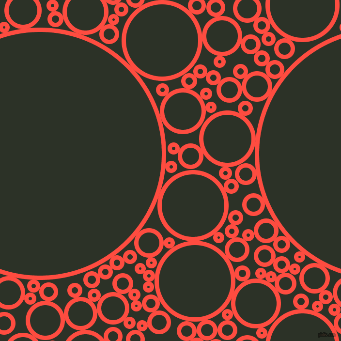 bubbles, circles, sponge, big, medium, small, 9 pixel line width, Sunset Orange and Black Forest circles bubbles sponge soap seamless tileable