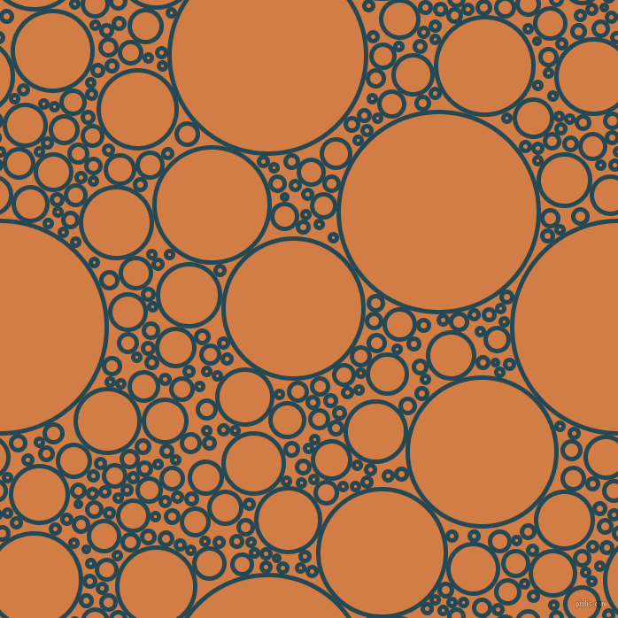 bubbles, circles, sponge, big, medium, small, 5 pixel line width, Teal Blue and Raw Sienna circles bubbles sponge soap seamless tileable