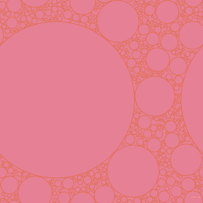 bubbles, circles, sponge, big, medium, small, 3 pixel line width, Terra Cotta and Carissma circles bubbles sponge soap seamless tileable