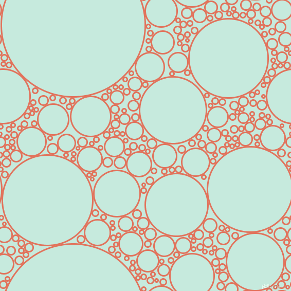 bubbles, circles, sponge, big, medium, small, 3 pixel line width, Terra Cotta and Mint Tulip circles bubbles sponge soap seamless tileable