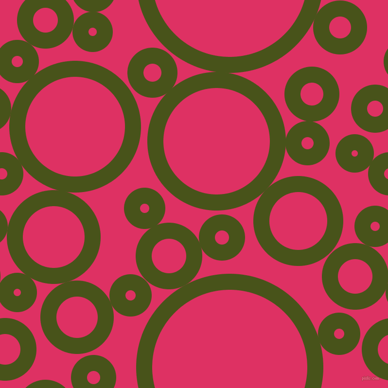 bubbles, circles, sponge, big, medium, small, 33 pixel line width, Verdun Green and Cerise circles bubbles sponge soap seamless tileable