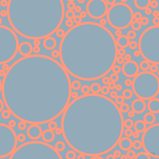 bubbles, circles, sponge, big, medium, small, 9 pixel line width, Vivid Tangerine and Nepal circles bubbles sponge soap seamless tileable