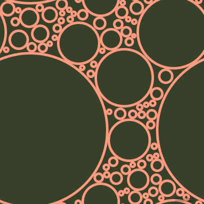 bubbles, circles, sponge, big, medium, small, 5 pixel line width, Vivid Tangerine and Seaweed circles bubbles sponge soap seamless tileable