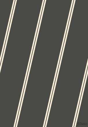 77 degree angles dual stripe lines, 5 pixel lines width, 2 and 87 pixels line spacing, Antique White and Gravel dual two line striped seamless tileable