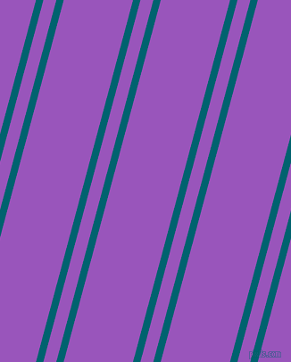 75 degree angle dual stripe line, 8 pixel line width, 14 and 75 pixel line spacing, Blue Lagoon and Deep Lilac dual two line striped seamless tileable