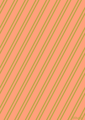 62 degree angles dual stripe lines, 4 pixel lines width, 6 and 22 pixels line spacing, Brass and Light Salmon dual two line striped seamless tileable