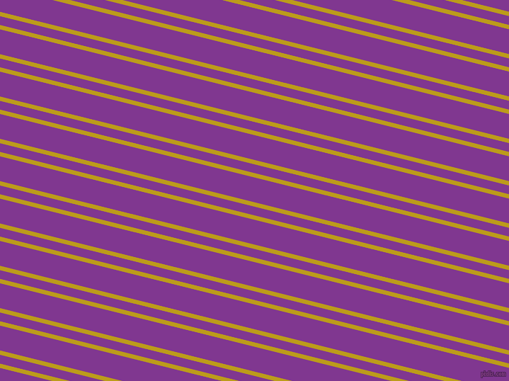 166 degree angles dual stripes lines, 6 pixel lines width, 12 and 34 pixels line spacing, Buddha Gold and Vivid Violet dual two line striped seamless tileable