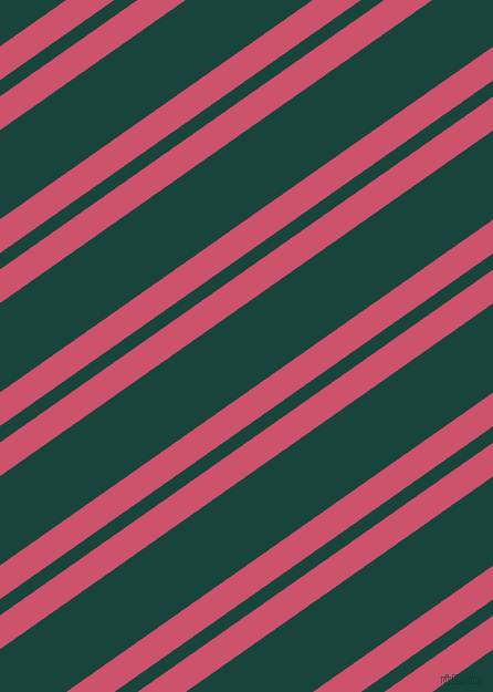 35 degree angles dual stripes line, 25 pixel line width, 12 and 66 pixels line spacing, Cabaret and Deep Teal dual two line striped seamless tileable