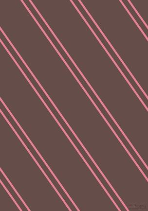 125 degree angle dual stripes line, 4 pixel line width, 10 and 65 pixel line spacing, Carissma and Congo Brown dual two line striped seamless tileable