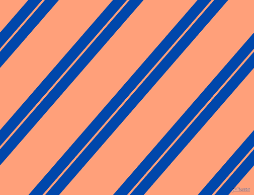 49 degree angles dual stripe lines, 21 pixel lines width, 4 and 81 pixels line spacing, Cobalt and Light Salmon dual two line striped seamless tileable