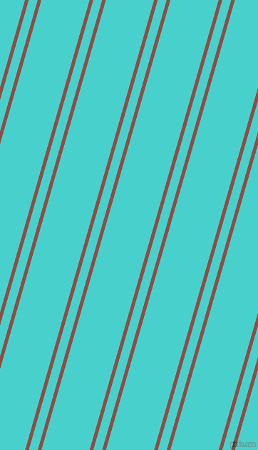 74 degree angle dual stripe line, 5 pixel line width, 12 and 65 pixel line spacing, El Salva and Medium Turquoise dual two line striped seamless tileable