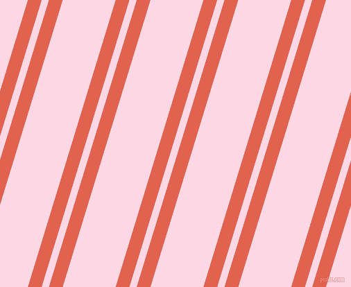 73 degree angles dual stripes lines, 19 pixel lines width, 10 and 73 pixels line spacing, Flamingo and Pig Pink dual two line striped seamless tileable