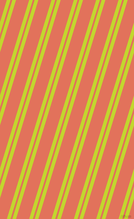 73 degree angles dual stripes line, 12 pixel line width, 6 and 43 pixels line spacing, Fuego and Terra Cotta dual two line striped seamless tileable