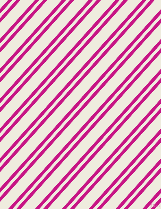 48 degree angles dual stripes line, 11 pixel line width, 10 and 37 pixels line spacing, Medium Violet Red and Rice Cake dual two line striped seamless tileable