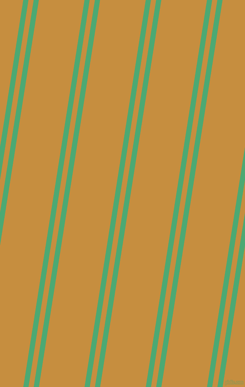 81 degree angle dual striped lines, 10 pixel lines width, 10 and 88 pixel line spacing, Ocean Green and Anzac dual two line striped seamless tileable