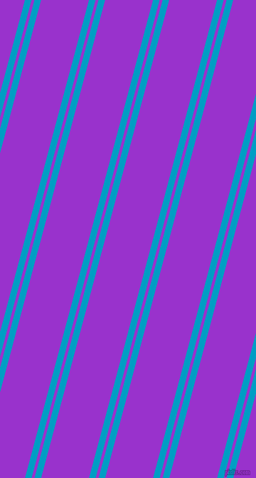 75 degree angle dual striped lines, 9 pixel lines width, 4 and 65 pixel line spacing, Pacific Blue and Dark Orchid dual two line striped seamless tileable