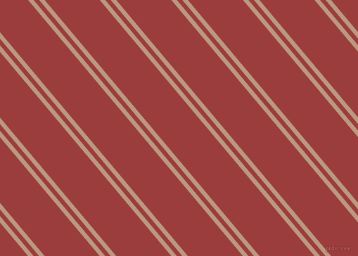 130 degree angle dual striped line, 6 pixel line width, 6 and 60 pixel line spacing, Pale Taupe and Mexican Red dual two line striped seamless tileable
