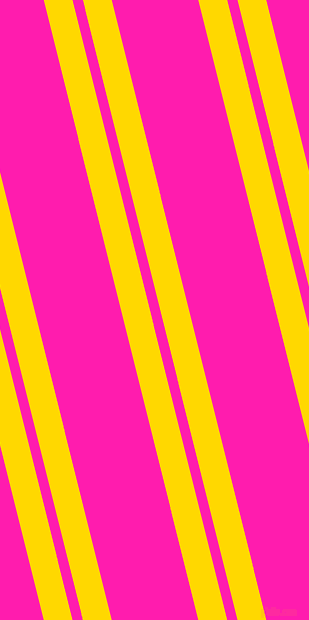 104 degree angles dual striped line, 28 pixel line width, 10 and 84 pixels line spacing, School Bus Yellow and Spicy Pink dual two line striped seamless tileable