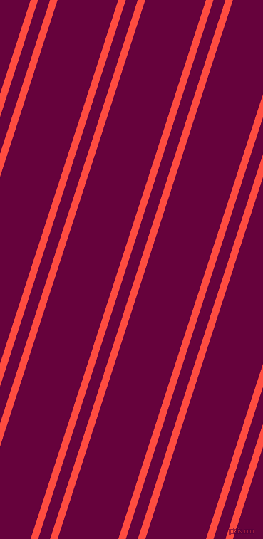 72 degree angles dual stripe line, 10 pixel line width, 16 and 81 pixels line spacing, Sunset Orange and Tyrian Purple dual two line striped seamless tileable