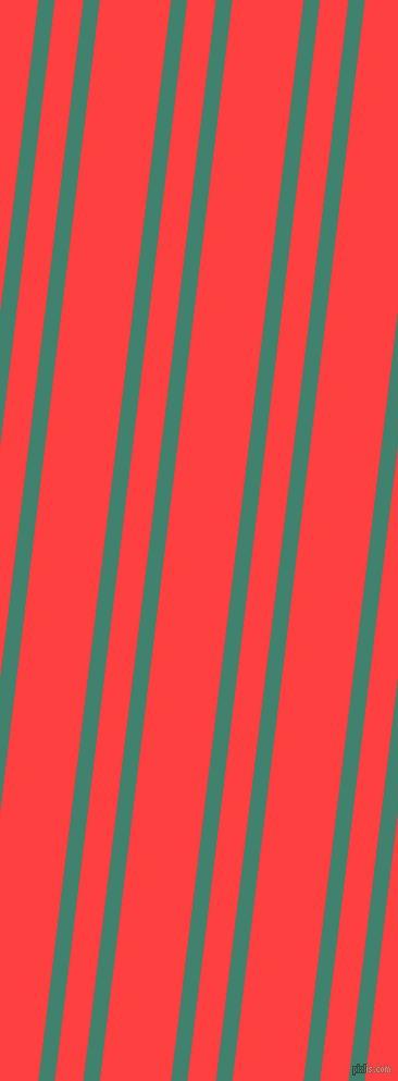 83 degree angle dual striped line, 15 pixel line width, 26 and 65 pixel line spacing, Viridian and Coral Red dual two line striped seamless tileable