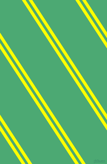 123 degree angles dual stripes line, 10 pixel line width, 8 and 115 pixels line spacing, Yellow and Ocean Green dual two line striped seamless tileable