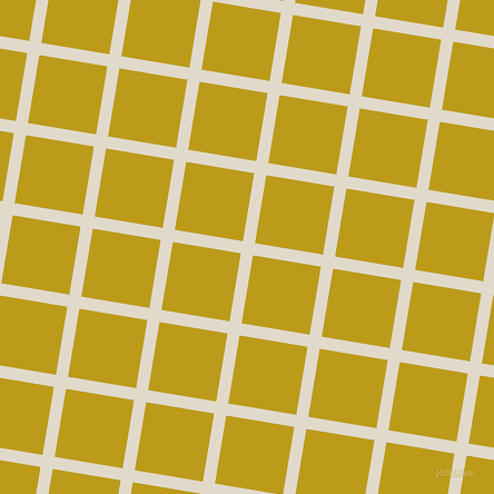 81/171 degree angle diagonal checkered chequered lines, 11 pixel lines width, 62 pixel square size, Albescent White and Buddha Gold plaid checkered seamless tileable