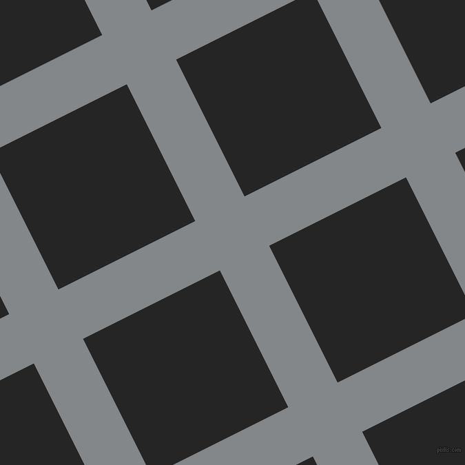 27/117 degree angle diagonal checkered chequered lines, 80 pixel line width, 222 pixel square size, Aluminium and Nero plaid checkered seamless tileable