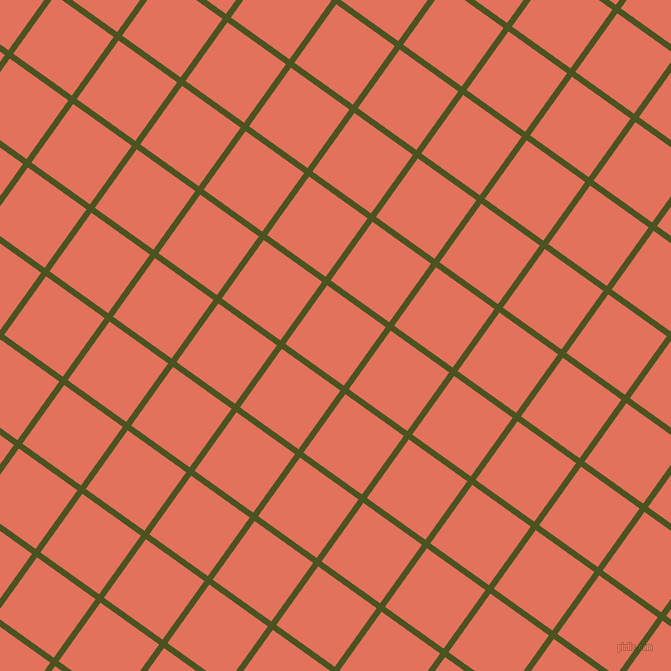 54/144 degree angle diagonal checkered chequered lines, 6 pixel line width, 72 pixel square size, Army green and Terra Cotta plaid checkered seamless tileable