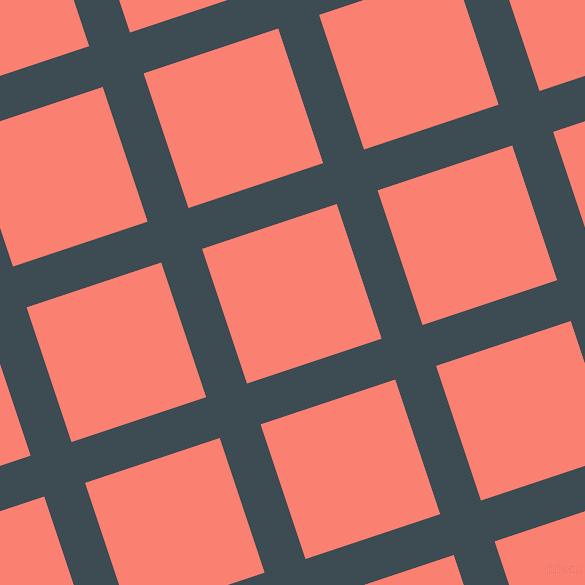 18/108 degree angle diagonal checkered chequered lines, 43 pixel line width, 142 pixel square size, Atomic and Salmon plaid checkered seamless tileable