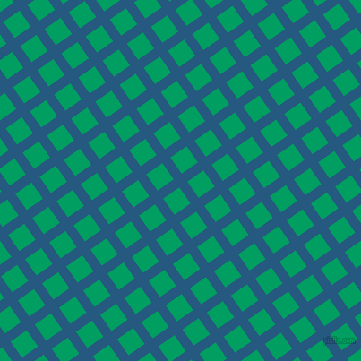 35/125 degree angle diagonal checkered chequered lines, 11 pixel line width, 22 pixel square size, Bahama Blue and Shamrock Green plaid checkered seamless tileable