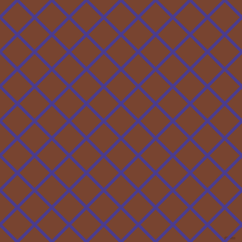 45/135 degree angle diagonal checkered chequered lines, 10 pixel lines width, 70 pixel square size, Blue Gem and Cumin plaid checkered seamless tileable