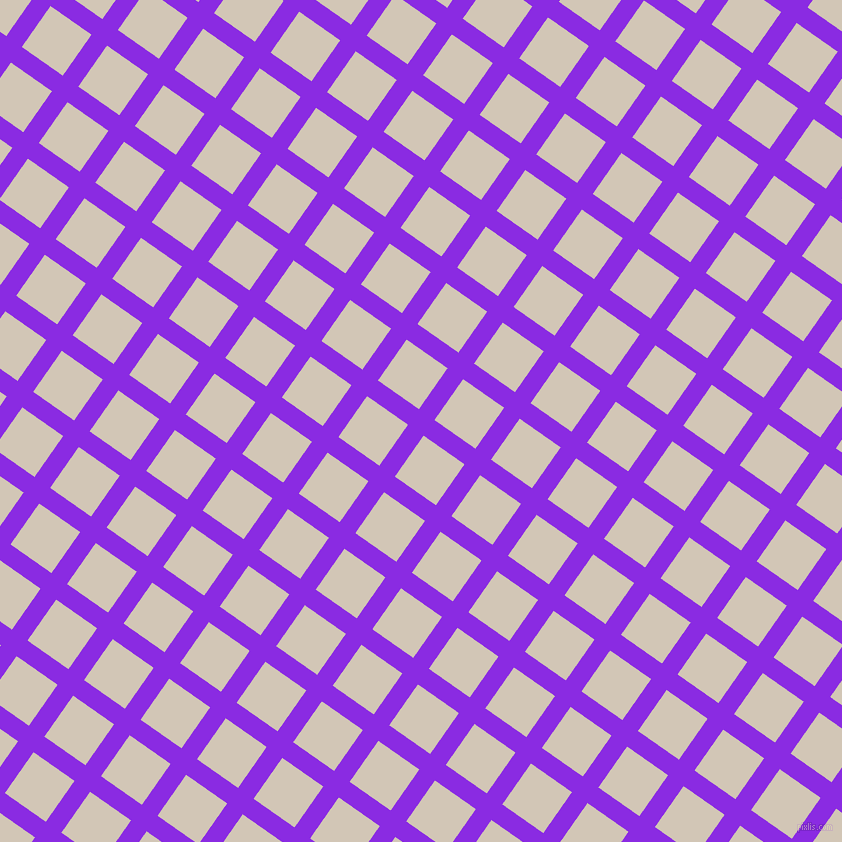 55/145 degree angle diagonal checkered chequered lines, 19 pixel line width, 50 pixel square size, Blue Violet and Stark White plaid checkered seamless tileable