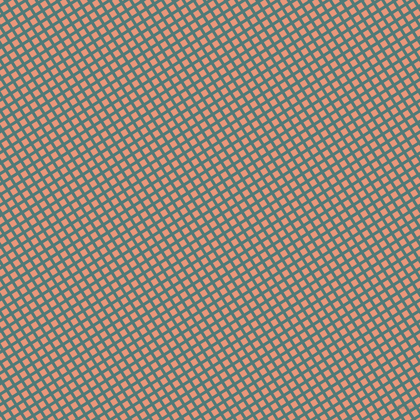 32/122 degree angle diagonal checkered chequered lines, 6 pixel line width, 12 pixel square size, Breaker Bay and Dark Salmon plaid checkered seamless tileable