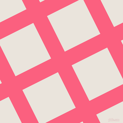 27/117 degree angle diagonal checkered chequered lines, 50 pixel lines width, 130 pixel square size, Brink Pink and Pampas plaid checkered seamless tileable